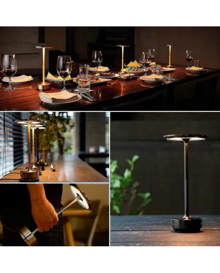 Lampe de Table Sans Fil Dimmable Imperméable à l’eau en métal USB Rechargeable Lampes de Table -1pcs