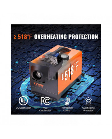 Réchauffeur d’air diesel tout-en-un 12V 8KW Bluetooth App LCD pour voiture RV à l’intérieur