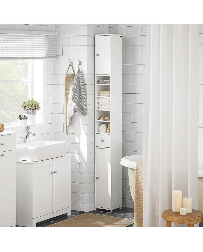 SoBuy BZR34-W, Armoire de salle de bain blanche Étagère de salle de bain