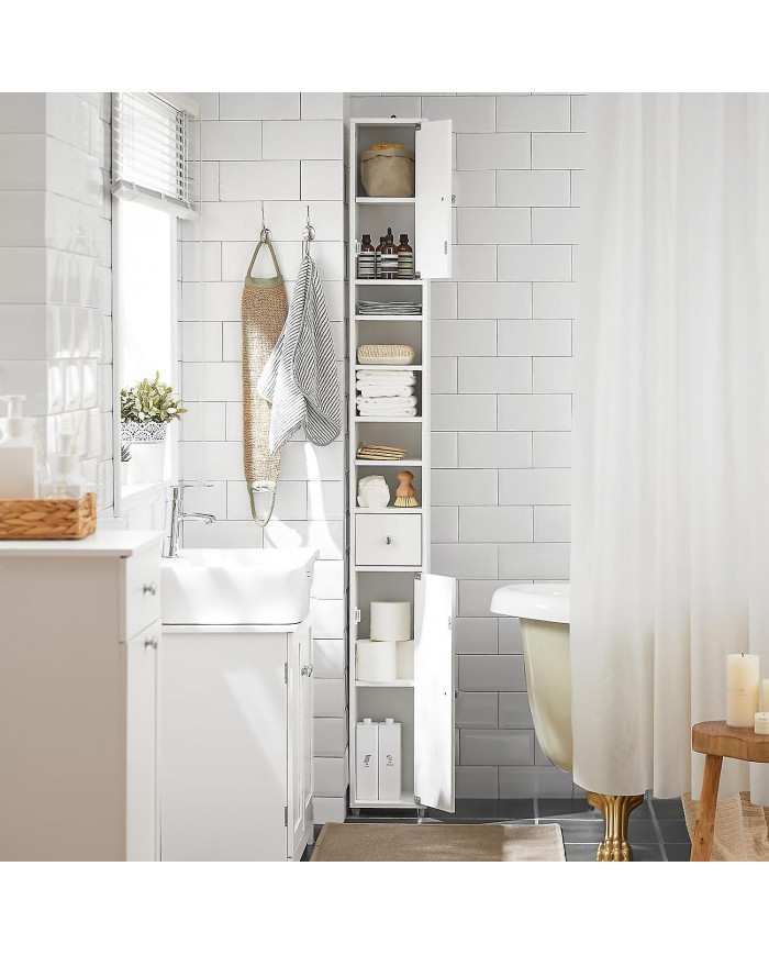 SoBuy BZR34-W, Armoire de salle de bain blanche Étagère de salle de bain