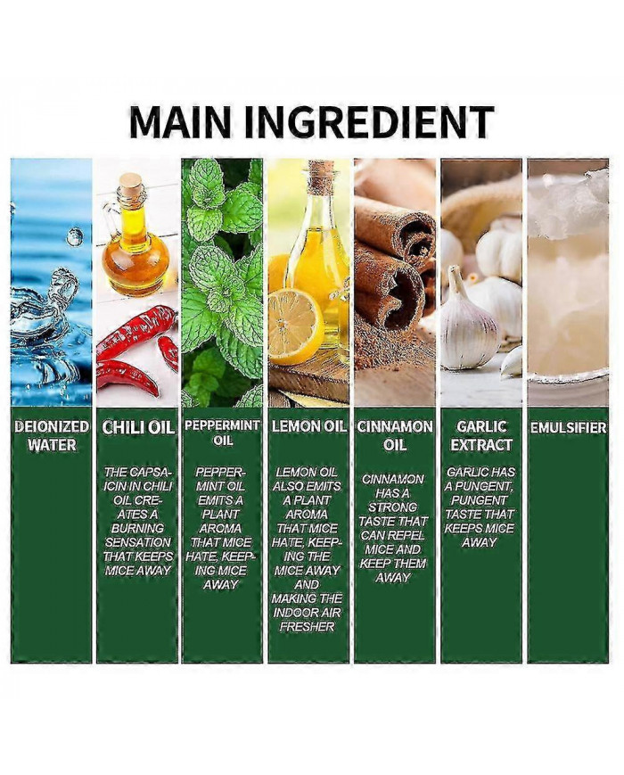1-3pcs Menthe poivrée Répulsif Souris Répulsif Souris Répulsif Spray Armure Naturelle Rongeur Bouclier Gâchette [...]