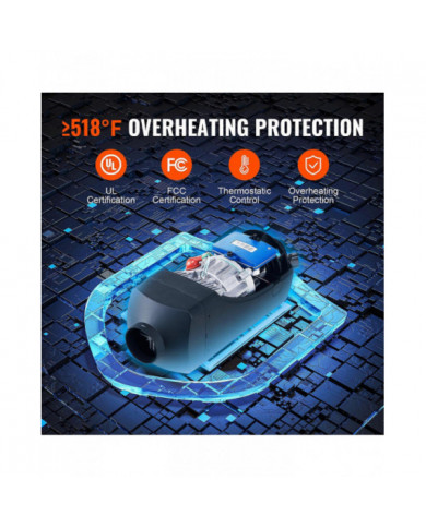 Chauffage à air diesel, 12V 8KW Chauffage diesel Télécommande LCD RV Remorque Camper Van Bateau Et À L’intérieur