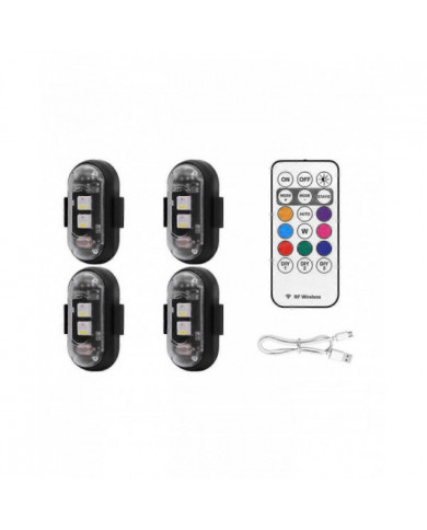 4PCS Lumières stroboscopiques LED sans fil avec télécommande, 8 couleurs USB Charing Lumières d’avertissement [...]