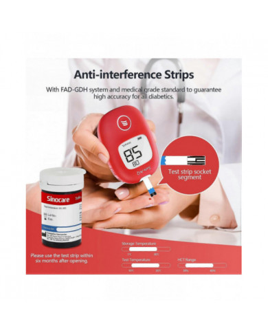 Sinocare 50 bandelettes de test de glycémie et 50 réseaux locaux pour AQ Smart et Safe AQ Voice
