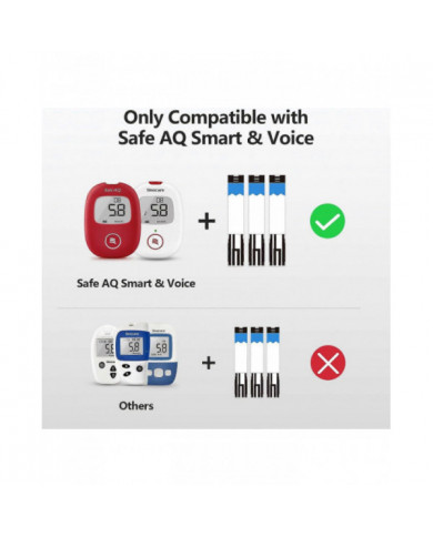 Sinocare 50 bandelettes de test de glycémie et 50 réseaux locaux pour AQ Smart et Safe AQ Voice