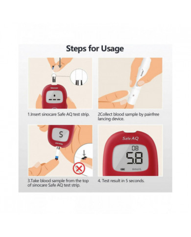 Sinocare 50 bandelettes de test de glycémie et 50 réseaux locaux pour AQ Smart et Safe AQ Voice