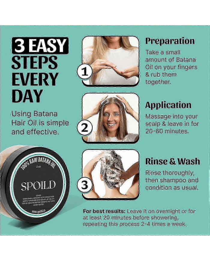 SPOILD 100% Virgin Batana Oil - Huile de Batana brute pour la croissance des cheveux - 100% pure - Renforce [...]
