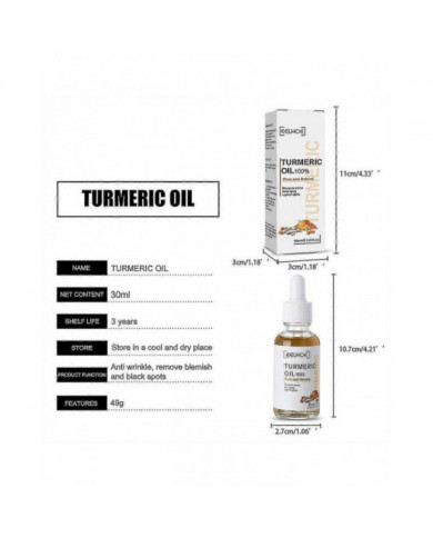Eelhoe 30ml Huile de Curcuma Pure Naturelle Agréable Hydratante Anti-âge