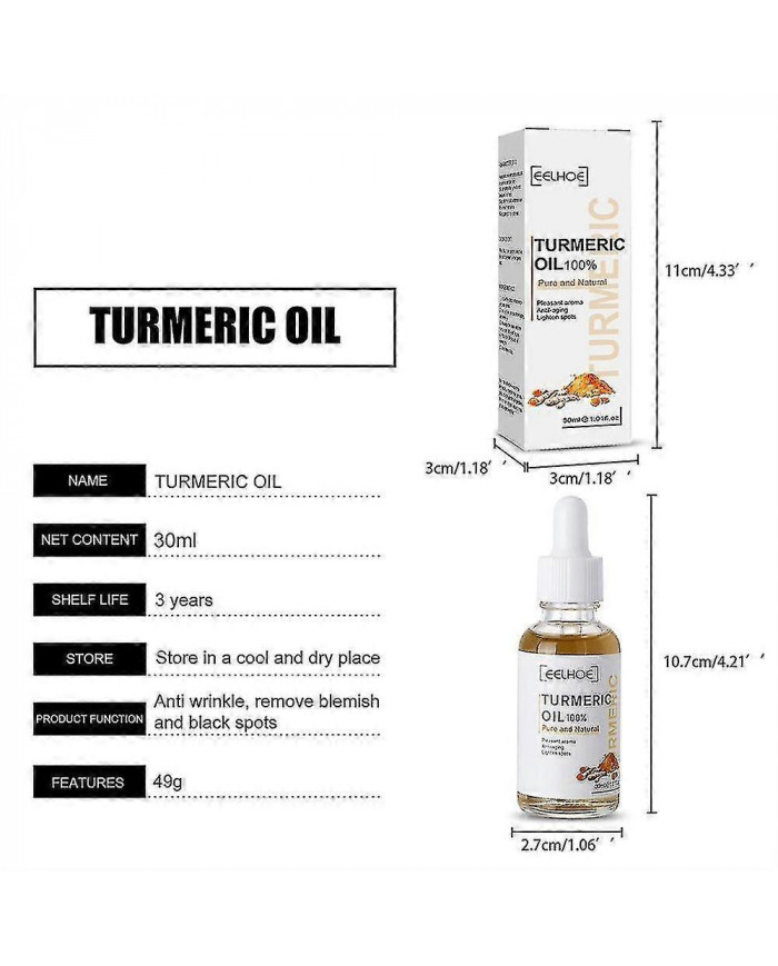 Eelhoe 30ml Huile de Curcuma Pure Naturelle Agréable Hydratante Anti-âge