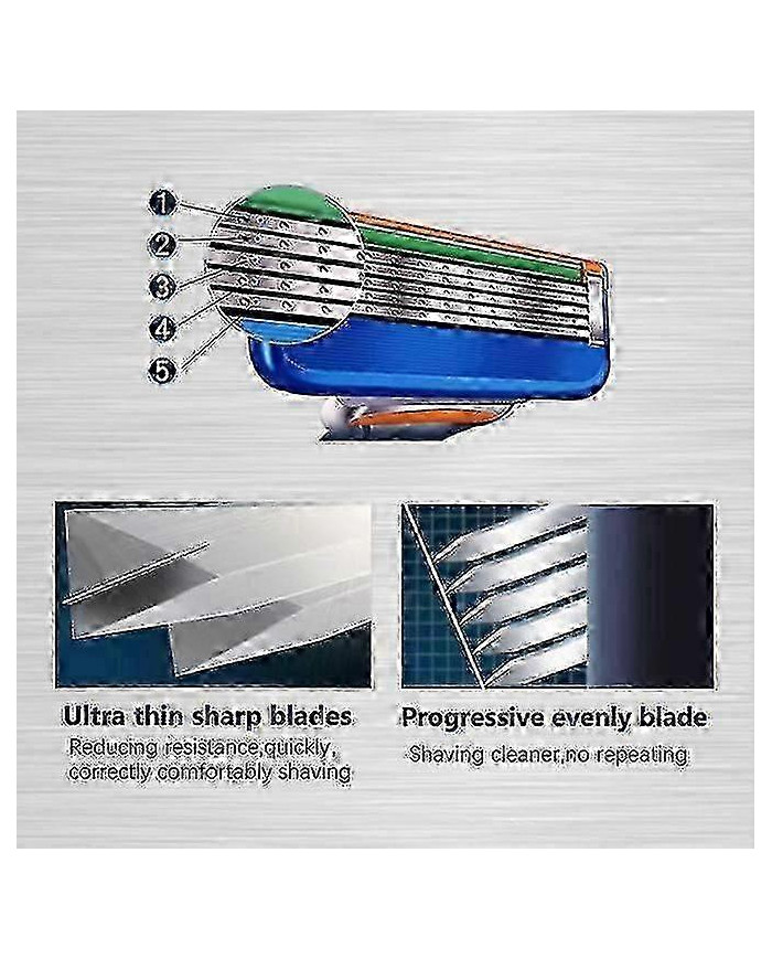 48pcs 5 couches Rasoir Lames Cartouches compatibles Hommes Soins pour Gillette Fusion Rasoir