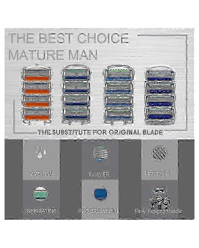 48pcs 5 couches Rasoir Lames Cartouches compatibles Hommes Soins pour Gillette Fusion Rasoir