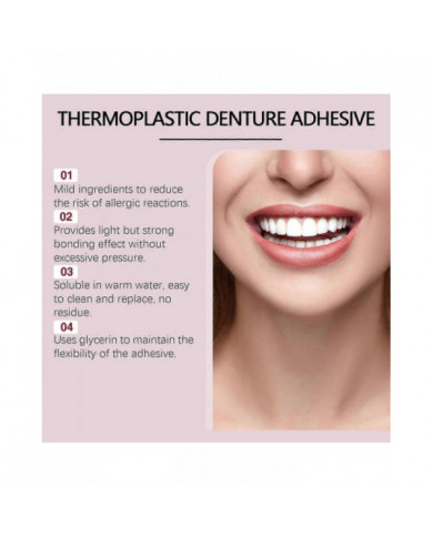 Adhésifs pour prothèses dentaires,Prothèses thermoplastiques pour le réajustement et le serrage des prothèses [...]