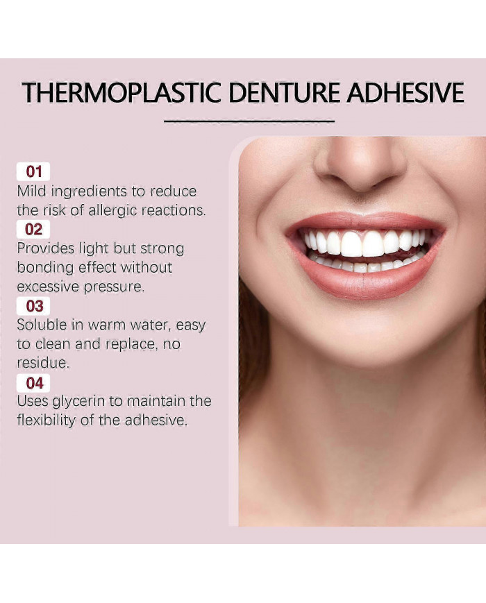 Adhésifs pour prothèses dentaires,Prothèses thermoplastiques pour le réajustement et le serrage des prothèses [...]