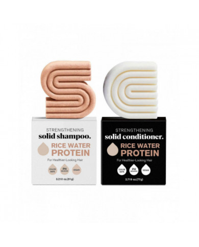 Ensemble de shampoings et revitalisants solides au romarin/riz et à la biotine pour cheveux clairsemés - Barre de [...]