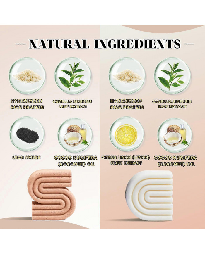 Ensemble de shampoings et revitalisants solides au romarin/riz et à la biotine pour cheveux clairsemés - Barre de [...]