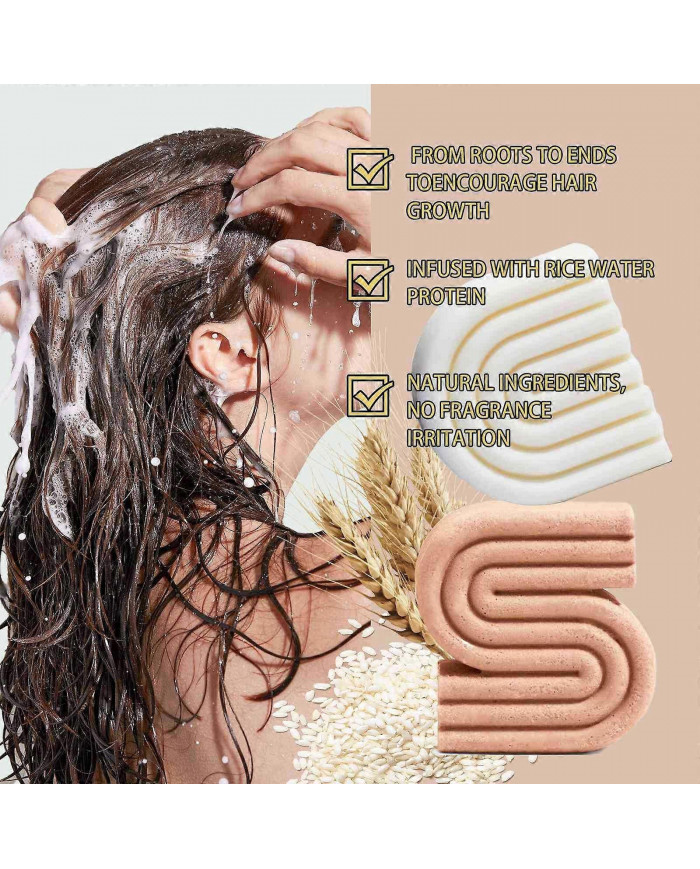 Ensemble de shampoings et revitalisants solides au romarin/riz et à la biotine pour cheveux clairsemés - Barre de [...]