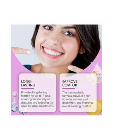 Adhésif pour prothèses dentaires, adhésif thermoplastique pour prothèses dentaires, coussin et regarnisseur, prise [...]