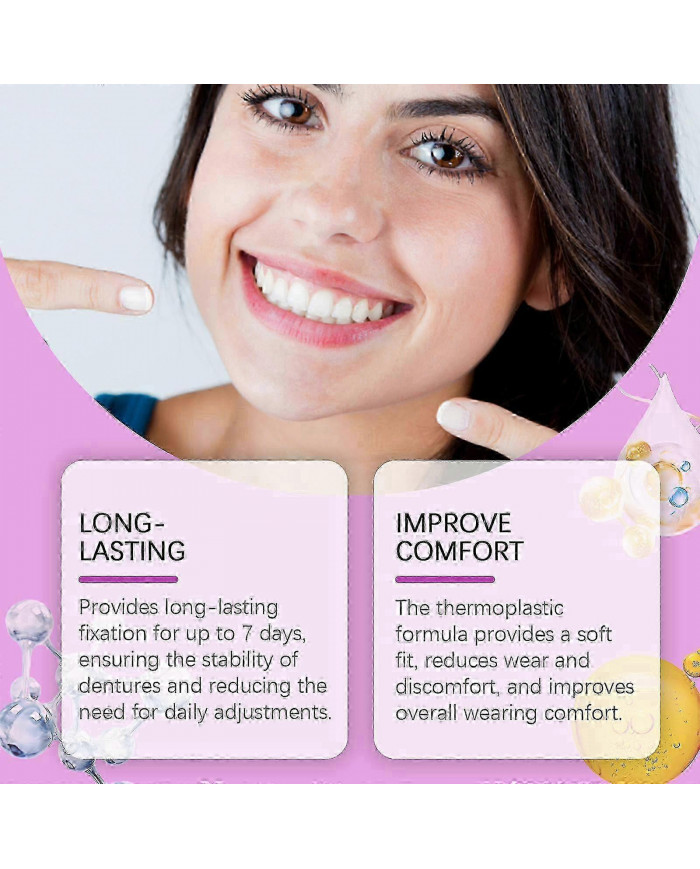 Adhésif pour prothèses dentaires, adhésif thermoplastique pour prothèses dentaires, coussin et regarnisseur, prise [...]