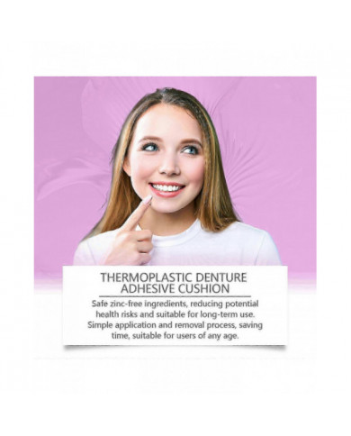 Adhésif pour prothèses dentaires, adhésif thermoplastique pour prothèses dentaires, coussin et regarnisseur, prise [...]