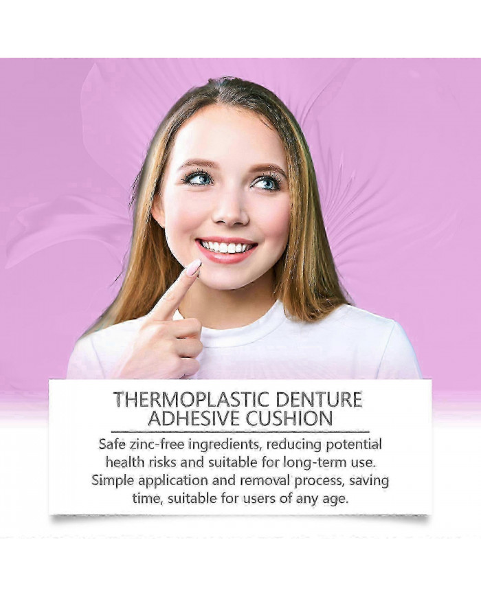 Adhésif pour prothèses dentaires, adhésif thermoplastique pour prothèses dentaires, coussin et regarnisseur, prise [...]