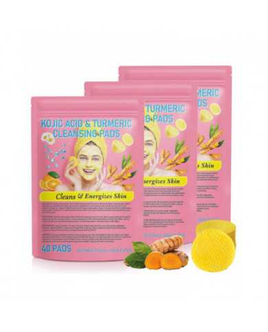 3X Tampons Nettoyants au Curcuma Soins Doux Peau Nettoyage Quotidien Exfoliation
