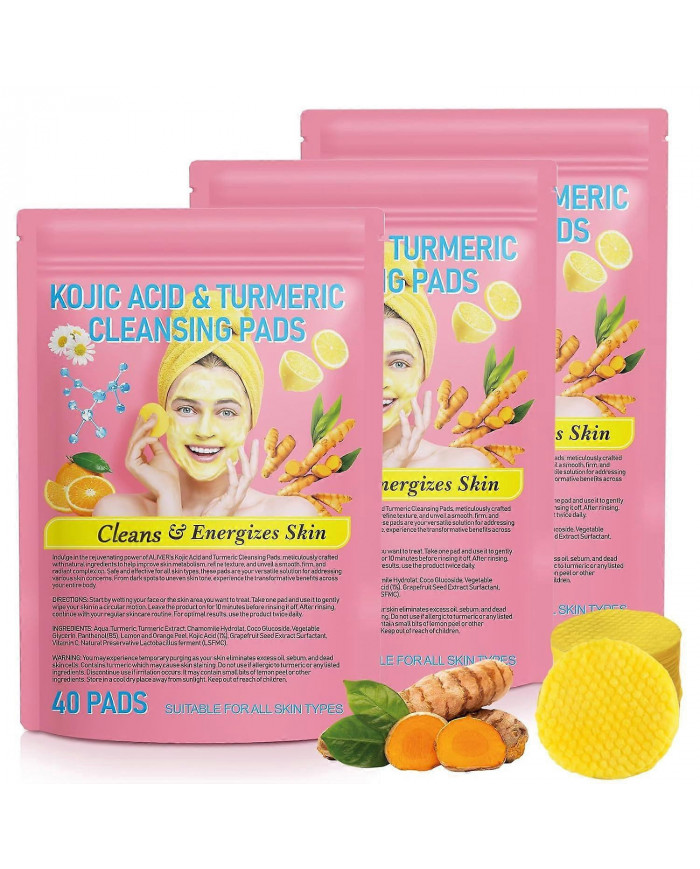 3X Tampons Nettoyants au Curcuma Soins Doux Peau Nettoyage Quotidien Exfoliation