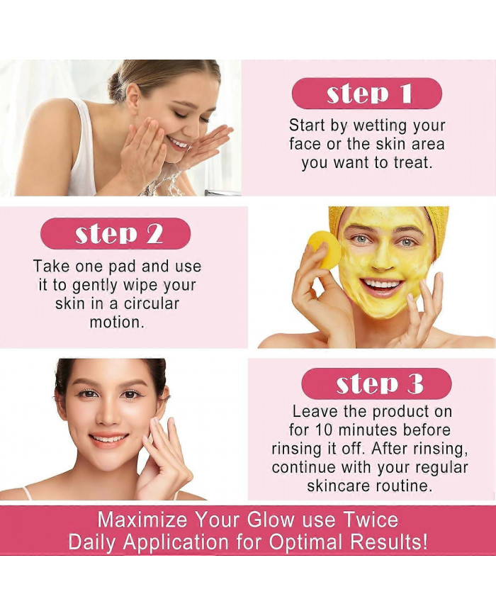 3X Tampons Nettoyants au Curcuma Soins Doux Peau Nettoyage Quotidien Exfoliation