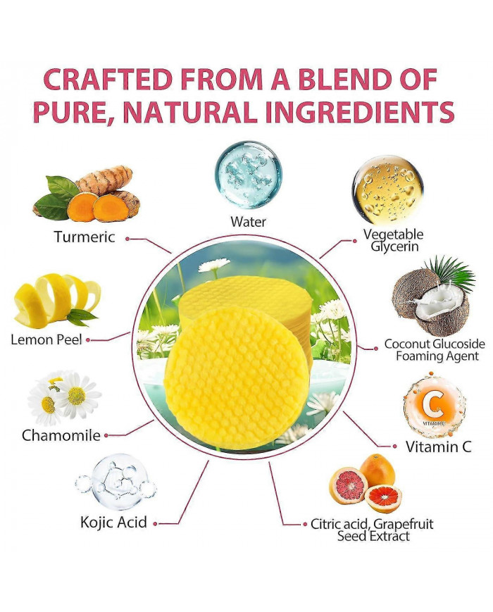 1-3x Tampons nettoyants au curcuma Soins doux de la peau Exfoliation quotidienne