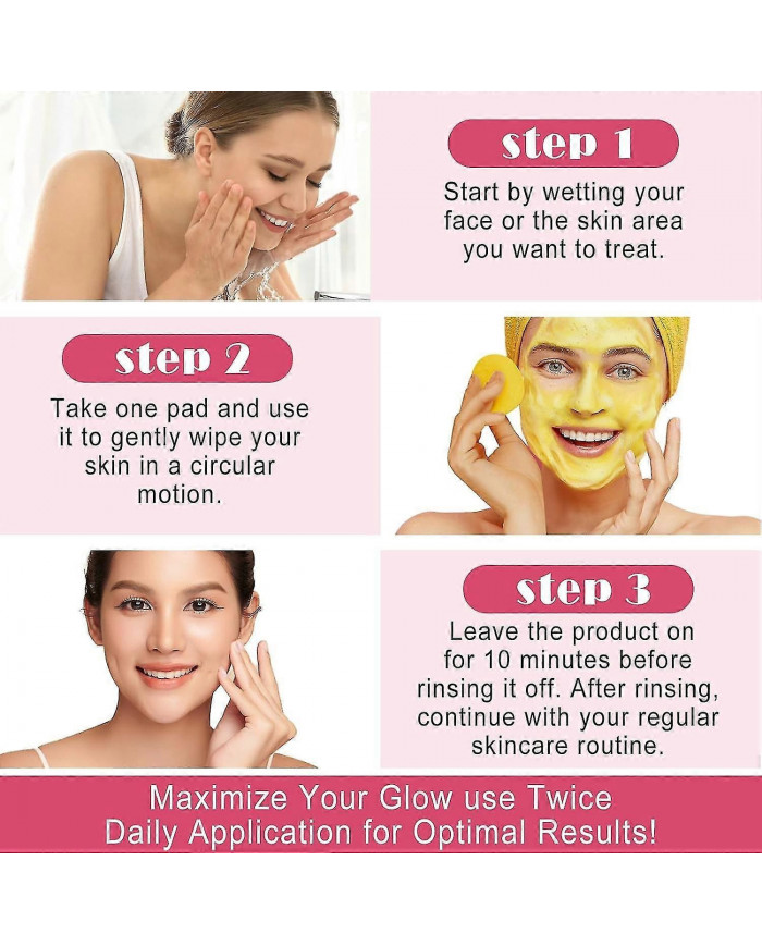 1-3x Tampons nettoyants au curcuma Soins doux de la peau Exfoliation quotidienne