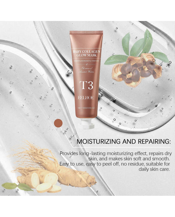 T3 Baby Collagen Glow Mask - Masque facial Soin de la peau pour anti-âge, anti-âge, pores infusés de Reallagen, [...]