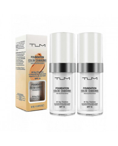 2pcs Tlm Fond De Teint Changeant Pour Vieillissement De La Peau, Base De Maquillage Liquide Nude Face Cover [...]