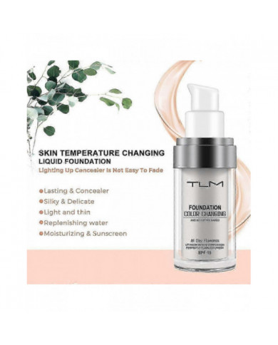 2pcs Tlm Fond De Teint Changeant Pour Vieillissement De La Peau, Base De Maquillage Liquide Nude Face Cover [...]