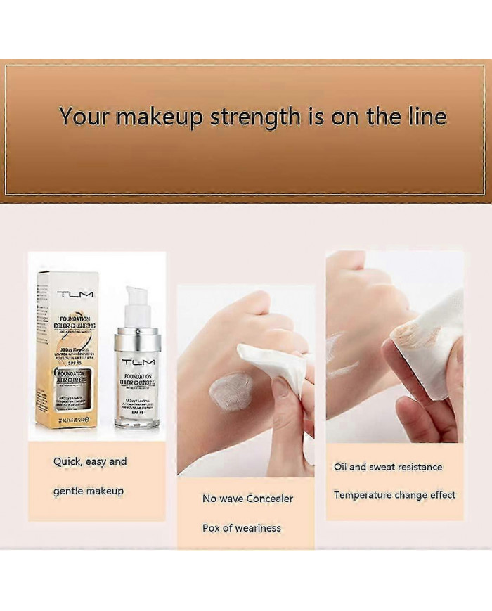 2pcs Tlm Fond De Teint Changeant Pour Vieillissement De La Peau, Base De Maquillage Liquide Nude Face Cover [...]