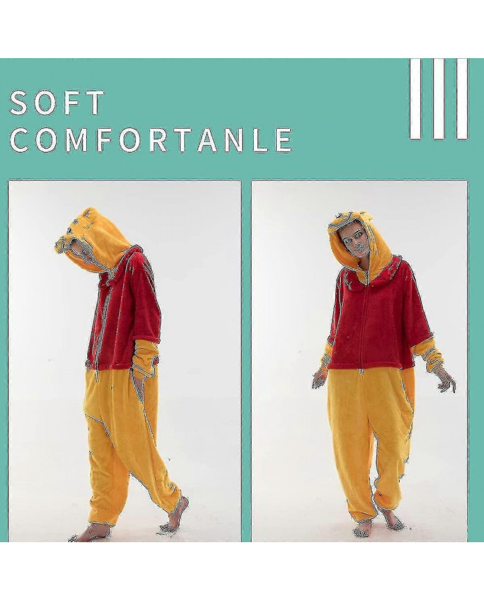 Snug Fit Unisex Adult Onesie Pajamas, Flannel Animal One Piece Halloween Costume Sleepwear Homewear S