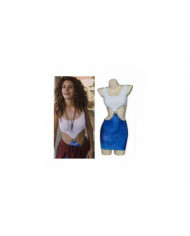 2023 Film Jolie Femme Julia Roberts Cosplay Vivian Ward Sexy Bleu Taille Nue Tie-dye Découpe Robe