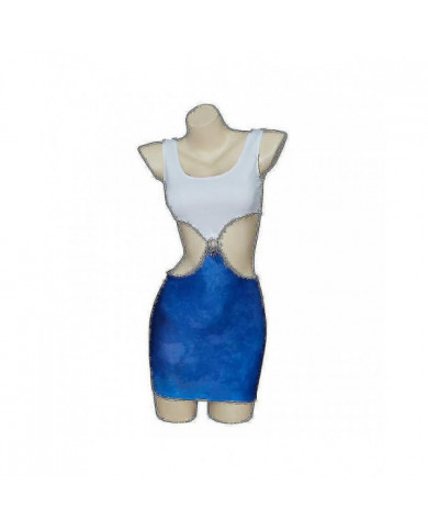 2023 Film Jolie Femme Julia Roberts Cosplay Vivian Ward Sexy Bleu Taille Nue Tie-dye Découpe Robe