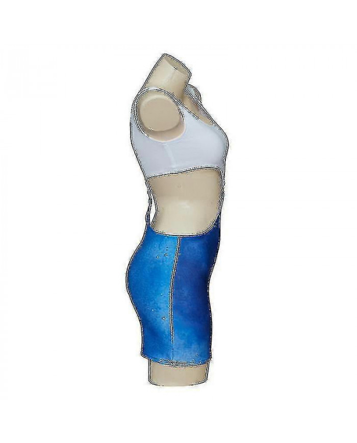 2023 Film Jolie Femme Julia Roberts Cosplay Vivian Ward Sexy Bleu Taille Nue Tie-dye Découpe Robe