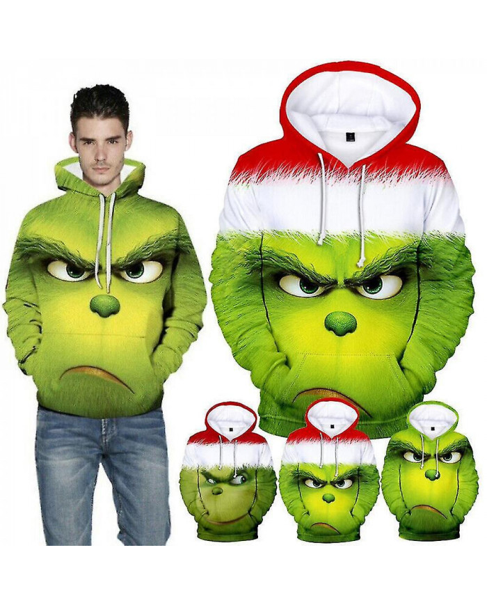 3d Grinch Sweat à capuche Hommes Femmes Casual À Capuche Pull Sweatshirt Amis Noël Cadeau Xhy