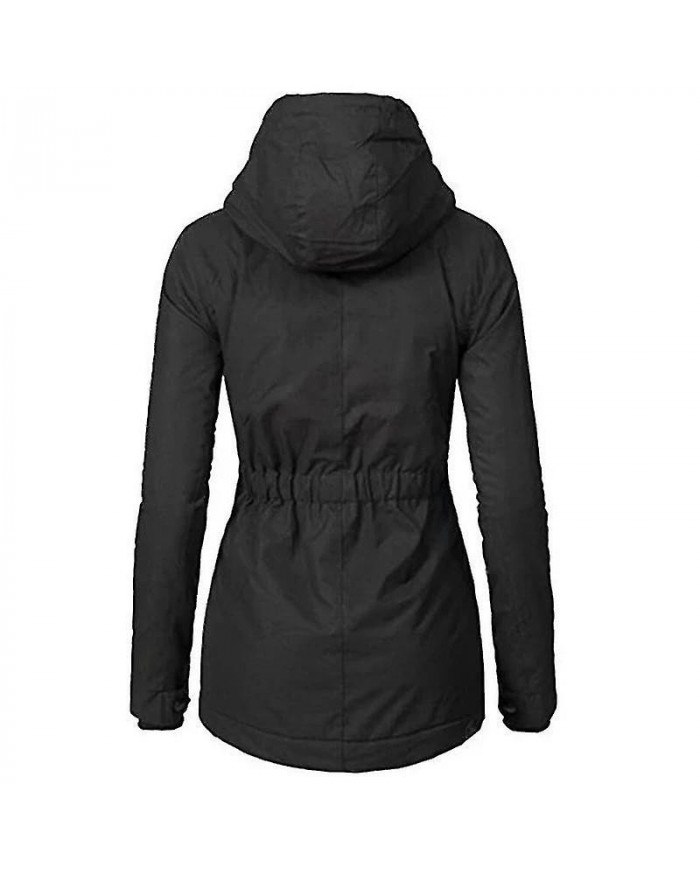 Imperméable Chaud À Capuche D’hiver Manteau Épais Polaire Doublé Coton Manteau Pour Femmes-yujia