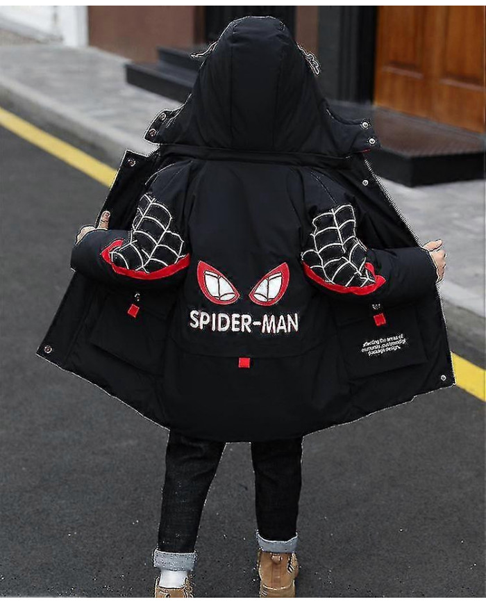 Nouvel hiver 2022 Spider-man Veste à capuche Enfants Hiver Manteau chaud