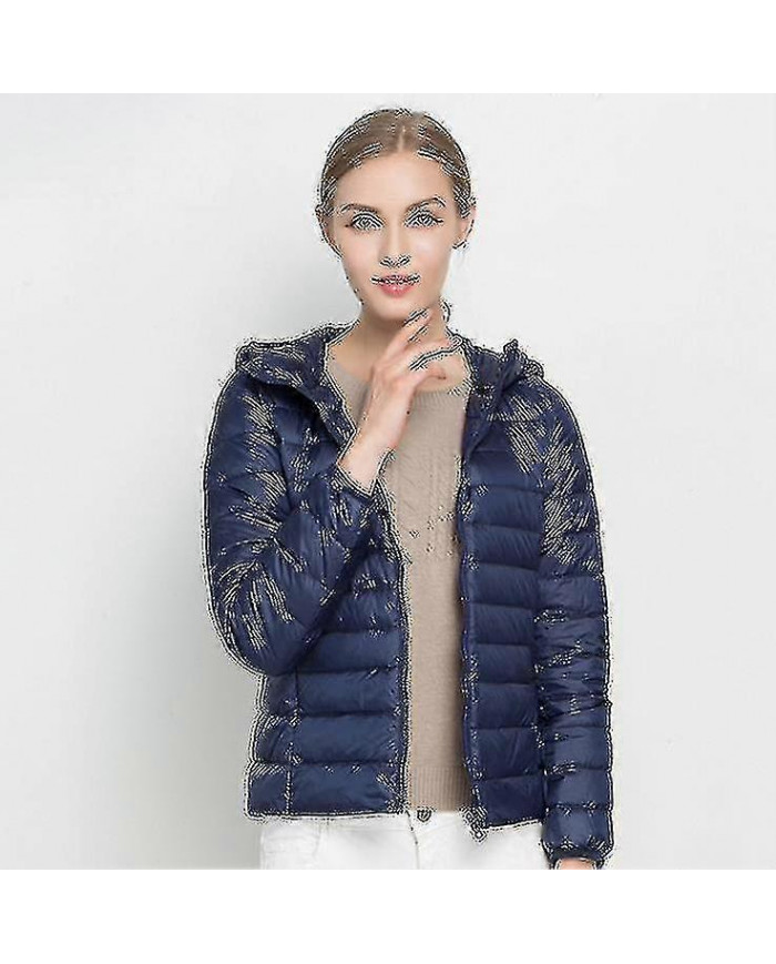 Femmes Ultra Light Down Jacket Whie Duck Down Hooded Jackets Manches Longues Chaud Slim Coat Parka -bp