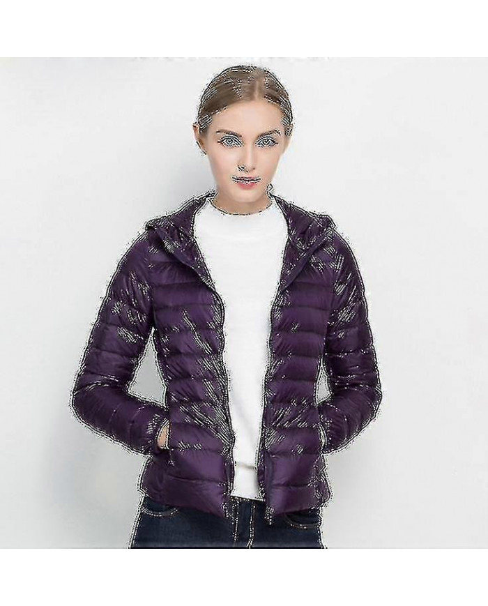 Femmes Ultra Light Down Jacket Whie Duck Down Hooded Jackets Manches Longues Chaud Slim Coat Parka -bp