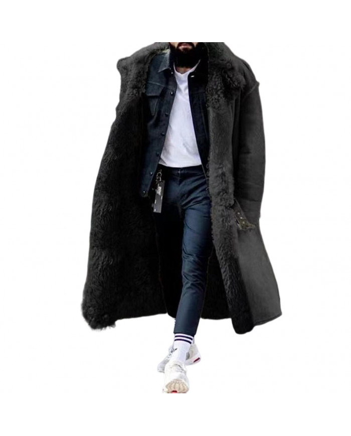 Veste d'hiver en fourrure épaisse pour hommes mi-longue Plus Size Design Outwear Cadeau idéal pour les hivers extrêmes