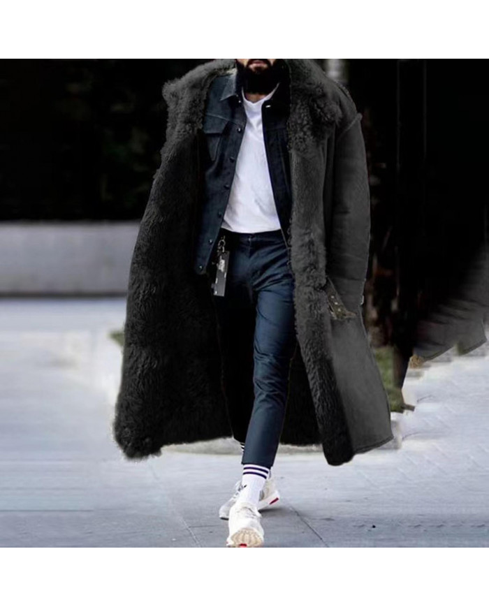 Veste d'hiver en fourrure épaisse pour hommes mi-longue Plus Size Design Outwear Cadeau idéal pour les hivers extrêmes