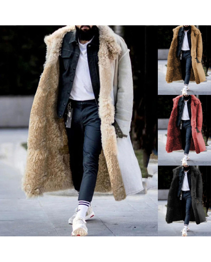 Veste d'hiver en fourrure épaisse pour hommes mi-longue Plus Size Design Outwear Cadeau idéal pour les hivers extrêmes