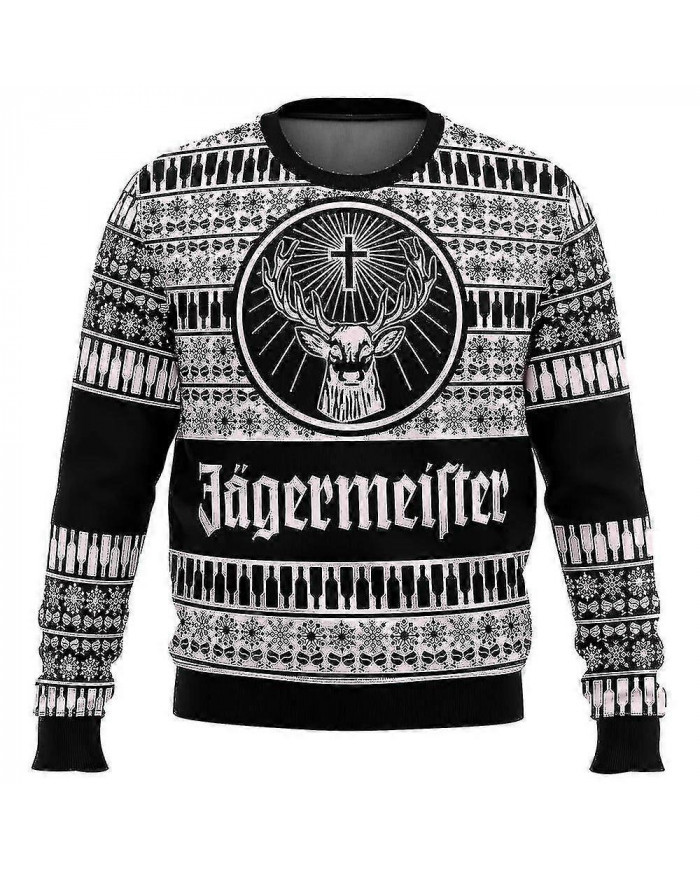 Bebetter Jagermeister Ugly Christmas Sweater Pullover Hommes 3d Sweatshirt Tops Automne Et Hiver Vêtements A