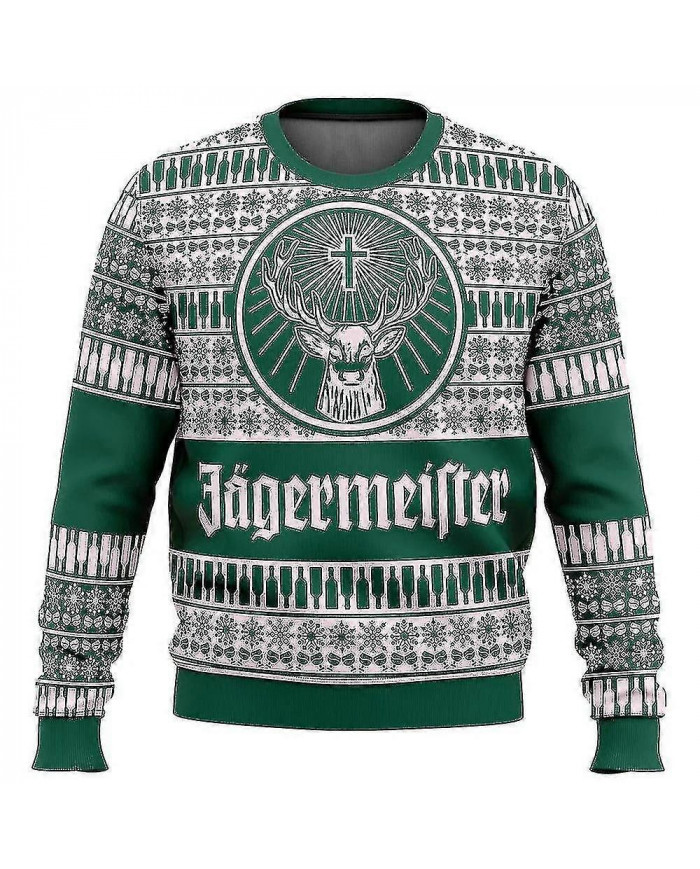 Bebetter Jagermeister Ugly Christmas Sweater Pullover Hommes 3d Sweatshirt Tops Automne Et Hiver Vêtements A