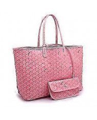 Sac fourre-tout en cuir PU pour femmes Sac à bandoulière portable de grande capacité Poche de plage étanche - R