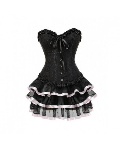 Robes de corsets sexy pour femmes Plus Taille Costume Overbust Corset burlesque et mini jupe Set Tutu Corselet