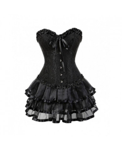 Robes de corsets sexy pour femmes Plus Taille Costume Overbust Corset burlesque et mini jupe Set Tutu Corselet